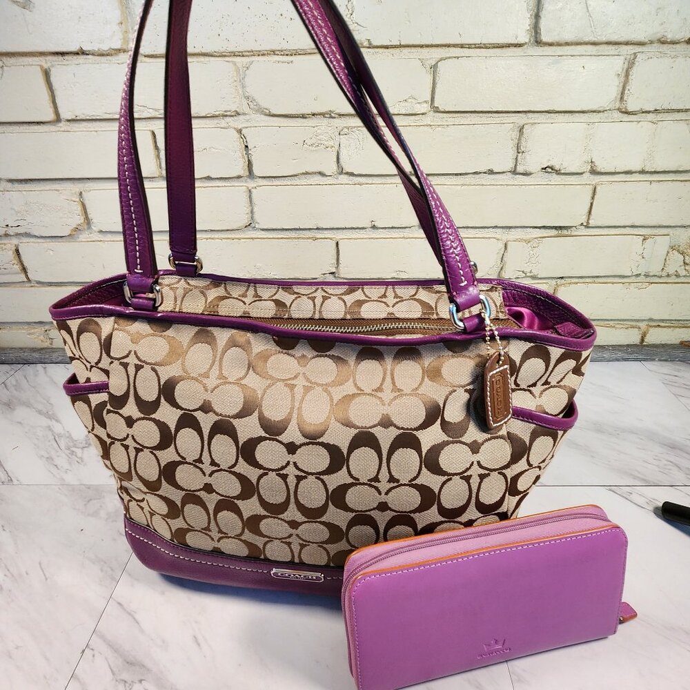 Euc Vintage Coach Park Signature Carrie Tote Bag Purse/Wallet - Picture 2 of 15